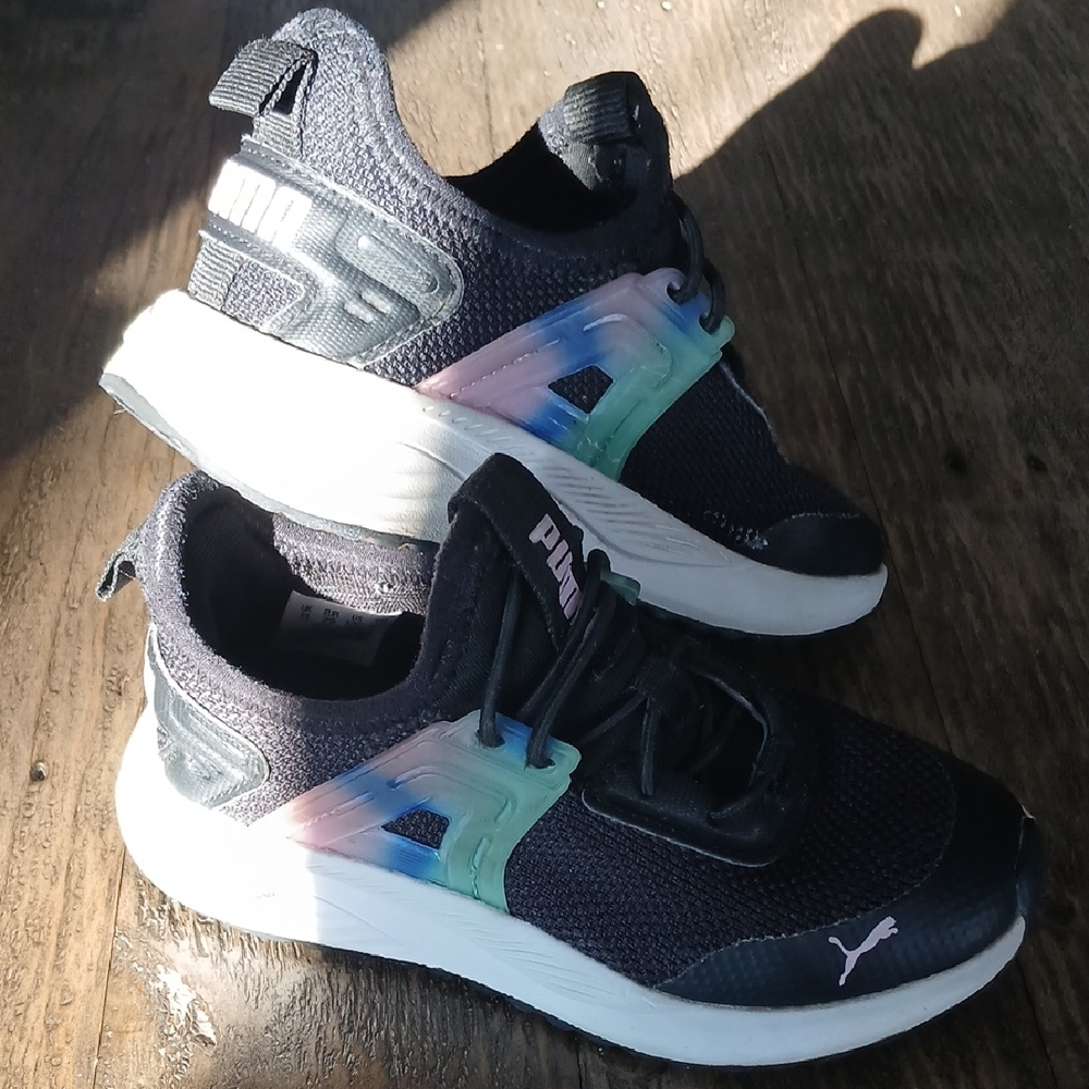 Puma Pacer 23 Kids Black Sneakers with Iridescent Accents